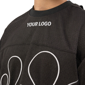 Maillot de football unisexe personnalisé style flamme, coupe oversize, streetwear, t-shirt de sport en maille épaisse, respirant, polyester, OEM sur le devant - Product Image 5