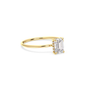 Anillo REYES de Diseño Personalizado en Oro Amarillo de 14K con Diamante Cultivado en Laboratorio HPHT CVD, Halo Oculto, Certificado IGI, Regalo de Boda, Joyería Fina - Product Image 3