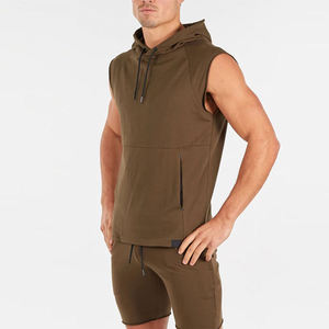 High Quality <b>Men</b> <b>Sleeveless</b> Jersey <b>Hoodie</b> Lightweight Comfortable Fit Workout Casual Wear - Product Image 3
