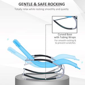 Sedia a dondolo blu da esterno con schienale reclinabile e cuscino rimovibile, in tessuto resistente alle intemperie - Product Image 4