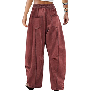 Women Private Label Cargo Sweatpants Wide Leg Pants High Waist <b>Drawstring</b> Casual Streetwear - Product Image 5