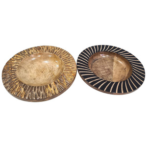 Lot de 2 plateaux de service à la mangue fabriqués à la main, assiette de service ronde à finition lisse, organisateur de cuisine, ensemble de bols décoratifs polyvalents - Product Image 5