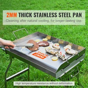 Piastra Rettangolare per Fornello in Acciaio Inox Pretrattato 23,5''x16'', Doppio Bruciatore, Padella Familiare Antiaderente Ovale per Uso Domestico - Product Image 2