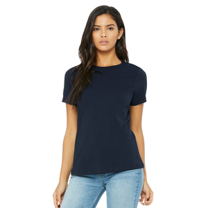 Camiseta de Manga Corta para Mujer, Cuello Redondo, Color Azul Marino, 100% Algodón, Corte Regular, Tejido Jersey, para Todas las Temporadas - Product Image 4