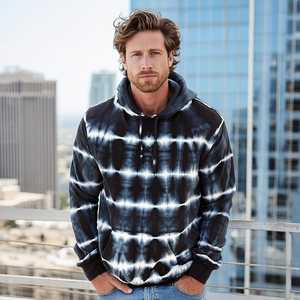 Sweat-shirt à capuche unisexe tie-dye coupe classique bleu décontracté avec poche en coton tricoté French Terry pour homme, sweats à capuche tie-dye OEM 2026 - Product Image 3