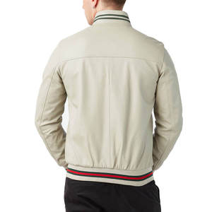 Men's <b>Light</b> Gray Pu Bomber Jacket Stand Collar Zipper Closure Casual Autumn Wear Regular Fit Solid Color Woven <b>Shell</b> - Product Image 6
