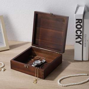 Caja de Joyería de Madera Vintage, Rectangular, con Tapa con Bisagras y Cierre, para Manualidades, Recuerdos de Boda, Organizador de Escritorio, Regalo - Product Image 2