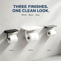 Porte-rouleau de papier toilette mural en alliage d'aluminium courbé sur mesure avec étagère, support de papier hygiénique pour salle de bain, OEM ODM, quincaillerie domestique