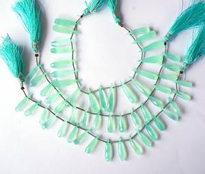 ลูกปัดหินแคลเซโดนีสีน้ำธรรมชาติทรงเหลี่ยมแบบไบรอเล็ต สำหรับทำเครื่องประดับ ขายส่ง - Product Image 1