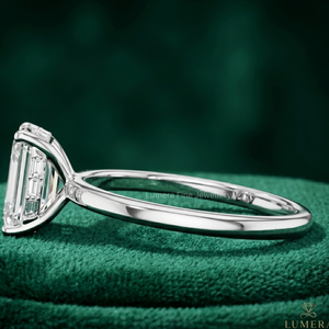 Anillo de Compromiso de Diamante Cultivado en Laboratorio con Corte Esmeralda, Certificado IGI, Personalizado en Oro de 9K, 10K, 14K, 18K, Chapado en Rodio, Solitario para Boda - Product Image 2
