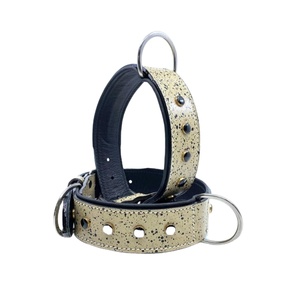 Meilleure qualité de collier de chien en cuir fait à la main personnalisé goujons noirs Rivet doux rembourré Saman exportations fabricant fournisseur - Product Image 2