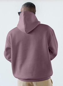 เสื้อสเวตเชิ้ตมีฮู้ดสีพื้นสำหรับผู้ชาย ทรงปกติ ผ้าถักขนแกะ สวมใส่สบายๆ สไตล์ฤดูใบไม้ร่วง สีม่วงอมเทา - Product Image 2