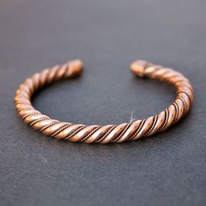Unique Luxury Wire-Wrapped Copper Bracelet Bohemian Style Artisan Accessory Hand-Woven Copper Wire Cuff Adjustable - Product Image 5