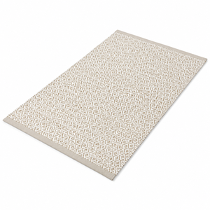 Nouveau paillasson blanc en PP avec motif géométrique et bordure beige, garantie de 2 ans - Product Image 2
