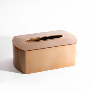 Boîte à mouchoirs en métal finition laiton, porte-mouchoirs artisanal en métal avec texture unique pour la décoration de maisons et d'hôtels de luxe - Product Image 1
