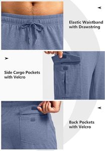 Pantalon de survêtement bleu uni pour homme avec cordon de serrage, taille élastique, décontracté, avec poches latérales, en tissu tricoté respirant - Product Image 4