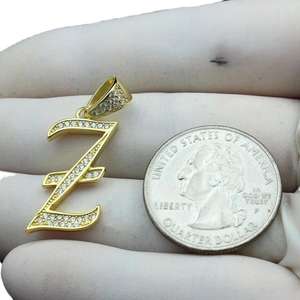 Colgante de Letra Z con Diamante Moissanite, Plata de Ley 925, Letra del Alfabeto con Incrustaciones de Diamantes, Sin Cadena, Regalo de Cumpleaños - Product Image 1