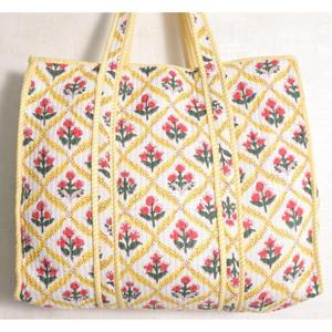Cotton Floral Quilted Handbag Indian Handmade Tote <b>Bag</b> <b>Women</b> Boho Shoulder Shopping <b>Bag</b> - Product Image 5