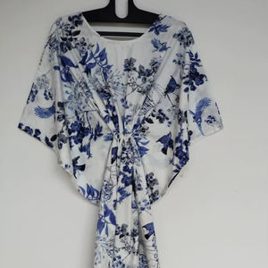 Vestido Kaftán de Algodón Indio Hecho a Mano, Kimono de Playa, Túnica Bohemia de Verano, Atuendo de Vacaciones - Product Image 1