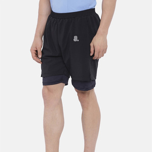 Men's <b>Black</b> Solid Quick Dry Mid Waist Drawstring Closure Boardshorts Front Logo Polyester Casual Style - Product Image 3