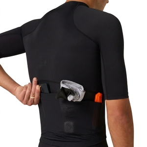 Men's Black <b>Cycling</b> Jersey With Zip Front And Matching <b>Shorts</b> Set - Product Image 3