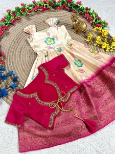 Kids dress for Girls Muslin Cotton Digital Print Party Wear Indian Wedding Festive Dress 0-13 Yrs in new design 2026 - Product Image 3