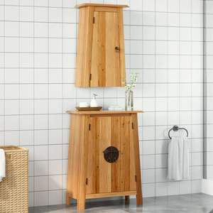 Juego de Muebles de Baño de Madera de Pino Natural Sólido, Tamaño Estándar - Product Image 1