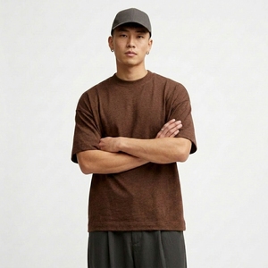 T-shirt en coton uni de haute qualité pour hommes, 100% coton, logo personnalisé, col rond, broderie sur le t-shirt - Product Image 2