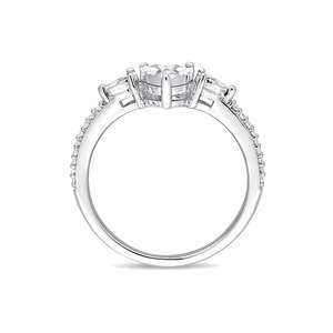 Anillo de Compromiso Romántico con Diamante Cultivado en Laboratorio, Anillo de Promesa de Boda, 0.10 CT, Oro Blanco de 10K, Tres Piedras, Regalo de Aniversario, Joyería ODM - Product Image 4