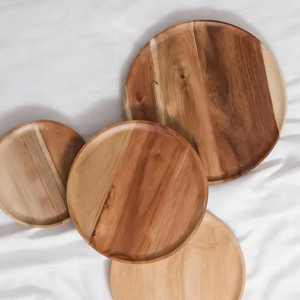 Assiettes de service rondes en bois massif pour fruits, desserts et décoration de table - Product Image 5