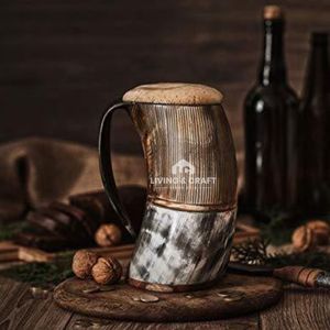 Chope en corne de Viking européenne sculptée à la main, tasse gravée unique pour le méad, la bière, les souvenirs de fête |   Qualité d'exportation personnalisable - Product Image 3