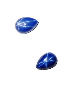 Zafiro Azul Estrella Pera 8x12 mm 4 Quilates, Cabujón Pulido Creado en Laboratorio con Efecto Estrella de 6 Rayos, 4 mm de Altura para Fabricación de Joyas - Product Image 3