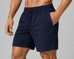 Men's Navy 100% Polyester Knitted Mid Waist Drawstring Color Block Breathable Windproof <b>Waterproof</b> Quick Dry Eco-Friendly <b>Shorts</b> - Product Image 3