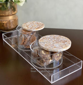 Handmade New Design Acrylic Tray Mother Pearl Art Jewelry Boxes for Dessert <b>Sweet</b> Fruits Chocolate Cookies Gifts for Ramadan Eid - Product Image 1