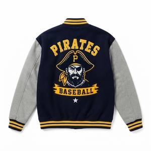 Veste universitaire d'hiver personnalisée style baseball 100 % laine écologique avec écussons Letterman pour équipes, universités et streetwear - Product Image 2