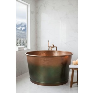 Bañera Independiente de Cobre Martillado Ecológica, Bañera de Cobre Sólido con Tapa, Baño de Lujo, Spa, Hotel, Resort, Regal - Product Image 1