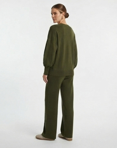 Conjunto Deportivo de Dos Piezas para Mujer, Manga Larga, Hombros Caídos, 100% Algodón, Pantalones Anchos con Cordón Ajustable y Cintura Media - Product Image 6