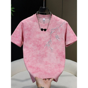 Camiseta de Verano a Rayas de Estilo Chino con Bordado, Casual y Versátil, de Manga Corta para Hombre, Envío Directo - Product Image 6