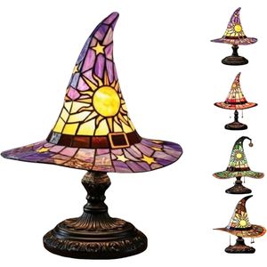 Lampada Artigianale a Forma di Cappello da Strega Viola, Illuminazione Spaventosa e Divertente per Feste, Decorazioni per Camere da Letto di Piccole Streghe - Product Image 5