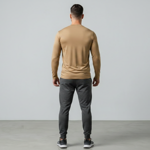 T-shirt à manches longues pour homme, vêtement sans marque, t-shirt en coton uni personnalisé, coupe ample, t-shirt à manches longues pour homme avec col rond - Product Image 2