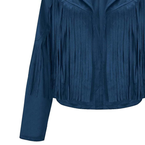 Best Selling Women's Adults Winter Cow Suede <b>Leather</b> Fringe <b>Jackets</b> Stylish Comfortable <b>Long</b> Sleeve Knitted Breathable - Product Image 4