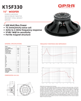 OPRA High Output 15 Inch 600W Ferrite Woofer Speaker Driver Audio Hi-Res Sensitivitas 97dB 8 Ohm Garansi 3 Tahun Profesional PA