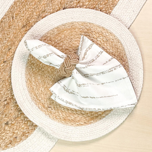 Ensemble de sets de table en rotin couleur naturelle avec bordure blanche, 1 grand et 4 petits dessous-de-verre, style bohème, résistant à l'eau, antidérapant, vaisselle unisexe - Product Image 2