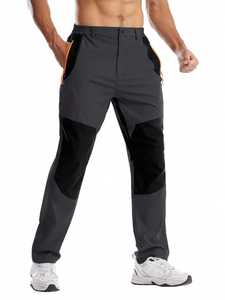 Men's Gray Outdoor <b>Pants</b> Elastic Waist Zipper Fly Side Pockets Quick Dry Casual Spring Wear - Product Image 6
