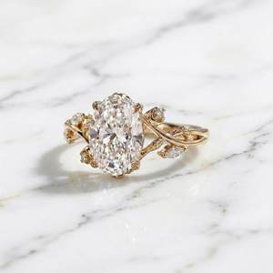 Luxury Moissanite 2CT Oval Cut Floral Cluster Ring Original 925 Silver With Gold Plated <b>For</b> Unisex Authentic Charms <b>Gift</b> <b>For</b> <b>Her</b> - Product Image 2