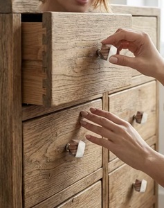 Poignée de meuble en laiton et bois, motif géométrique, design moderne, écologique, multifonctionnelle pour la maison et le bureau, installation facile - Product Image 2