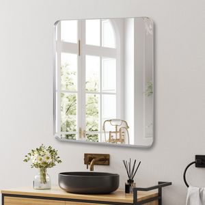 Specchio da Parete Rettangolare Moderno Argento 76x91 cm con Cornice Profonda in Metallo per Camera da Letto, Soggiorno, Ingresso, Montaggio a Parete - Product Image 3