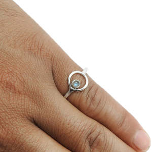 925 Solid Sterling Silver Natural <b>Labradorite</b> Gemstone <b>Ring</b> Handmade Round Cut Gemstone Stamped Silver Jewelry In Bohemian Style - Product Image 5