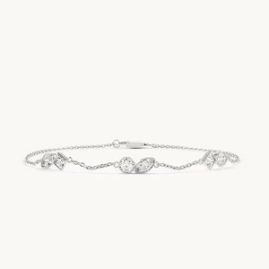 กำไลข้อมือเพชรแล็บทรงผสม 14K ทองคำแท้ ดีไซน์แบบ Bezel Station Chain สไตล์วินเทจ ของขวัญสำหรับเธอ เครื่องประดับแฟชั่นสำหรับใส่ทุกวัน - Product Image 2
