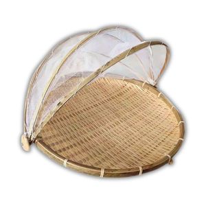 Plateau de séchage en bambou artisanal de qualité supérieure avec filet en maille pour fruits, légumes, herbes et thé - Product Image 1